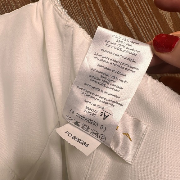 Galina Strapless Ivory Lace Beaded Relaxed Wedding Dress Sz 4 Formal Bridal Gown - Picture 15 of 16